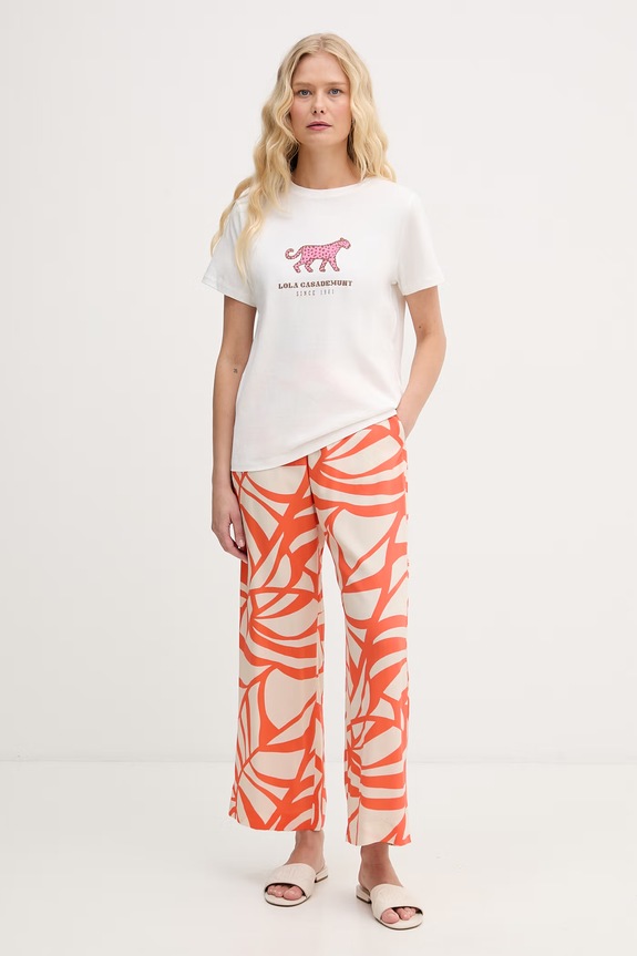 Lola Casademunt nohavice dámske z viskózy LS2614040 oranžová SS26