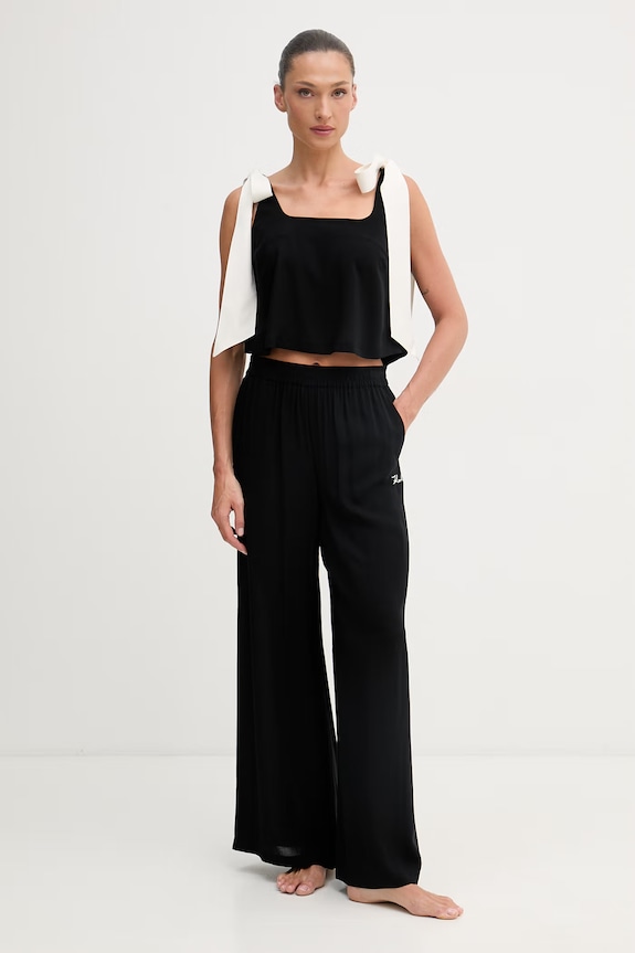Karl Lagerfeld nohavice dámske z viskózy B2W46037 čierna SS26