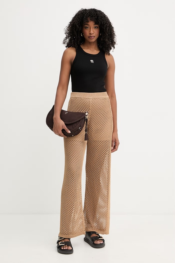 Karl Lagerfeld spodnie damskie B2W10012 brązowy SS26