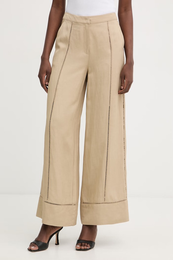 Karl Lagerfeld spodnie damskie z wiskozą beżowy B2W10007