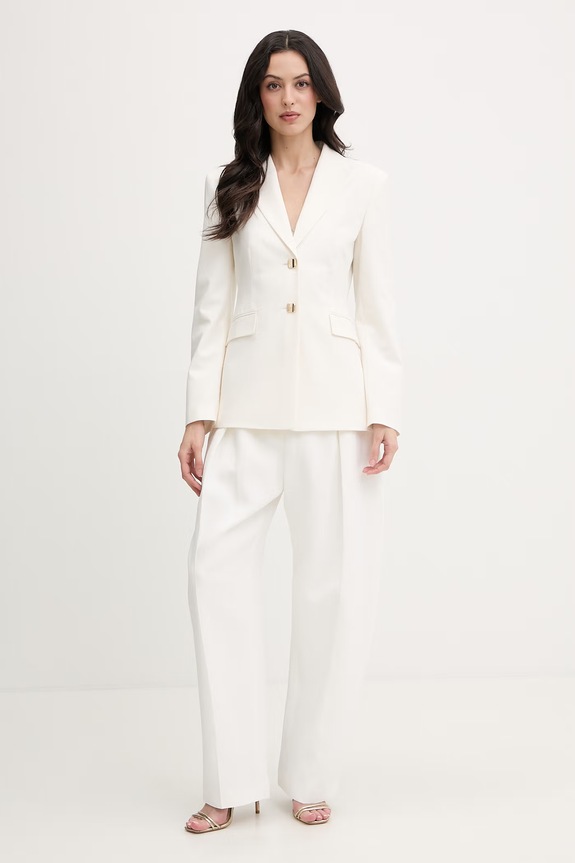 Karl Lagerfeld hlače za žene s lanom Studio B2W10147 bijela SS26