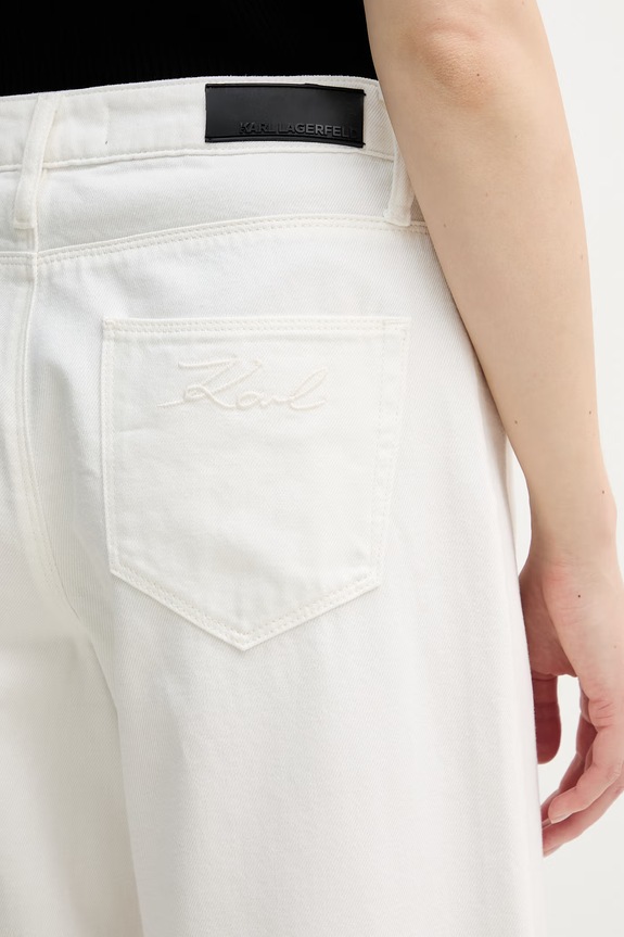 Karl Lagerfeld jeansy wide leg damskie beżowy B2W10043