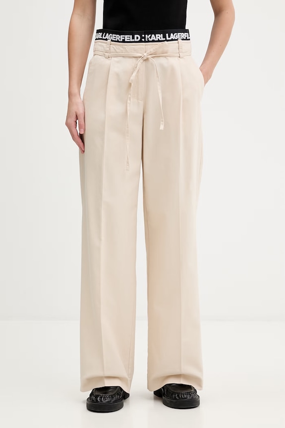 Karl Lagerfeld Jeans nohavice dámske béžová B2W10059