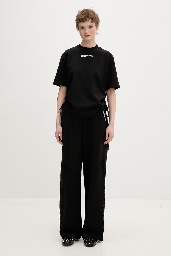 Karl Lagerfeld Jeans teplákové nohavice dámske s bavlnou B2W10065 čierna SS26
