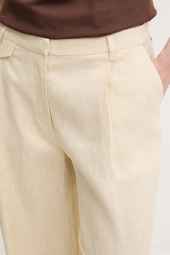 Bardot pantaloni din in bej 60311PB