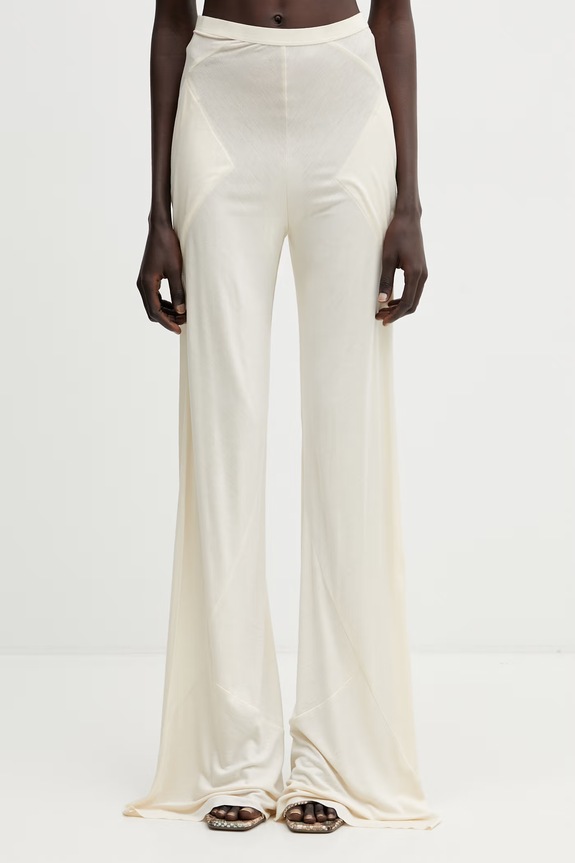 Rick Owens Lilies Bias spodnie z wiskozy damskie beżowy LI01F7332.RV