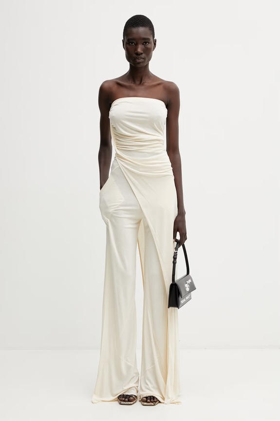 Rick Owens Lilies Bias spodnie z wiskozy damskie LI01F7332.RV beżowy