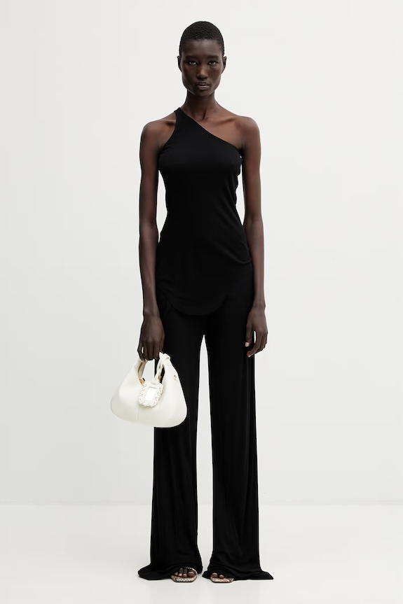 Rick Owens Lilies hlače ženske viskozne Bias LI01F7332.RV črna