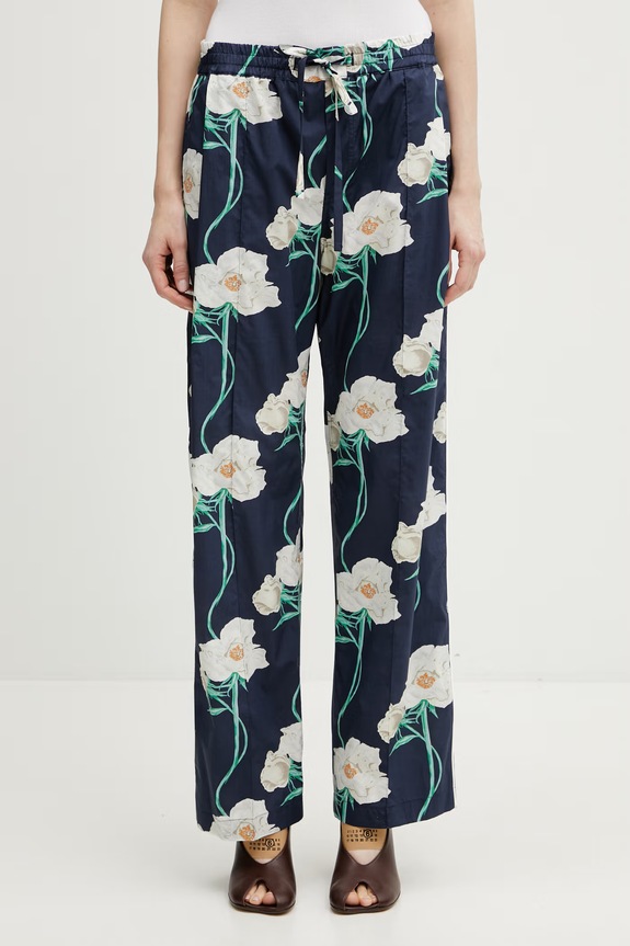 Kenzo Pants spodnie bawełniane damskie granatowy FG52PA1239O2
