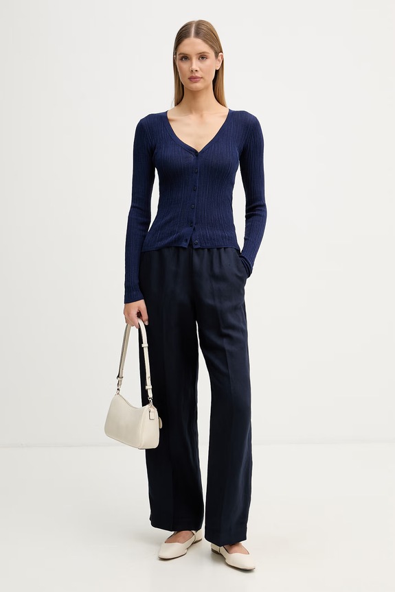 Gant Παντελόνι γυναικείο με λινό 4150381 σκούρο μπλε SS26