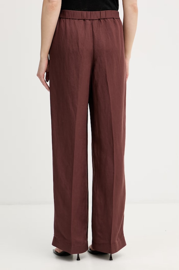 Ρούχα Gant παντελόνι γυναικείο με λινό 4150381 καφέ