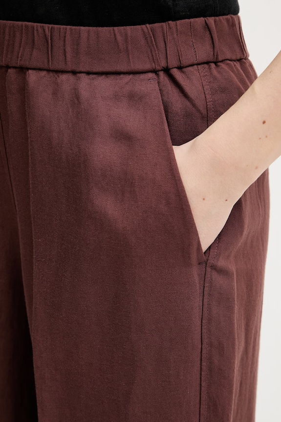 Gant hlače ženske s lanom smeđa 4150381