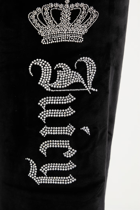 Juicy Couture παντελόνι επίσημο γυναικείο βελούρ GOTHIC CROWN μαύρο JCBBJ126806