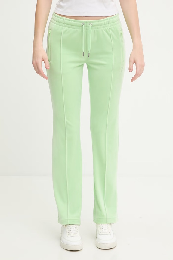 Oblečenie Juicy Couture teplákové nohavice dámske zamatové TINA COL OUT TR JCWBJ126327 zelená