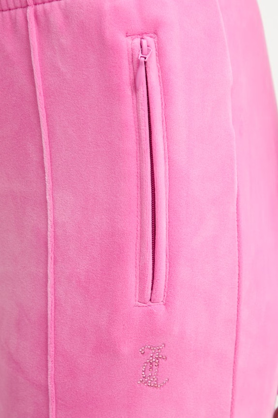 Juicy Couture παντελόνι επίσημο γυναικείο βελούρ TINA COL OUT TR ροζ JCWBJ126327