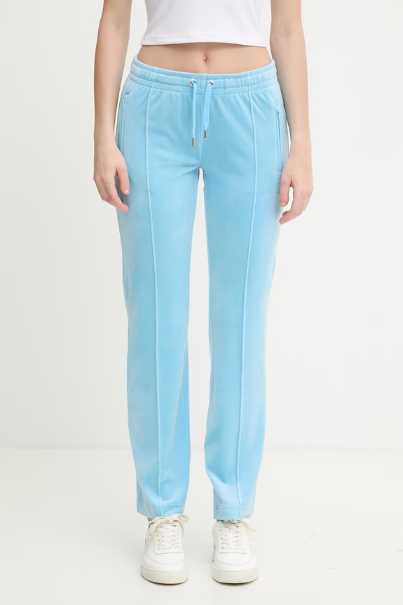 Oblečenie Juicy Couture teplákové nohavice dámske zamatové TINA COL OUT TR JCWBJ126327 modrá