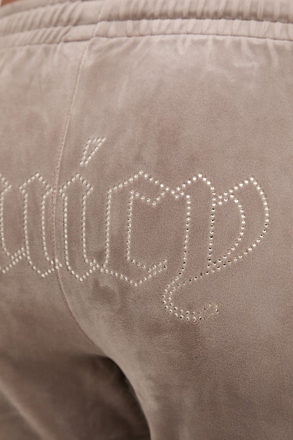 Juicy Couture spodnie dresowe damskie welurowe TINA COL OUT TR brązowy JCWBJ126327