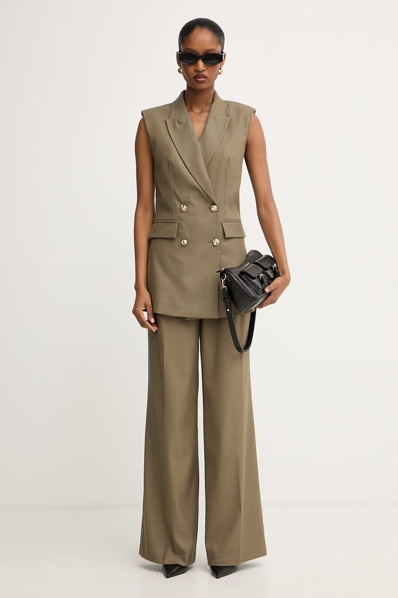 Morgan pantaloni de costum pentru femei, cu vâscoză PFIDI.F verde SS26