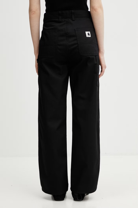 Odzież Carhartt WIP W' Titan Double Knee Pant spodnie straight bawełniane damskie I036515.8901 czarny