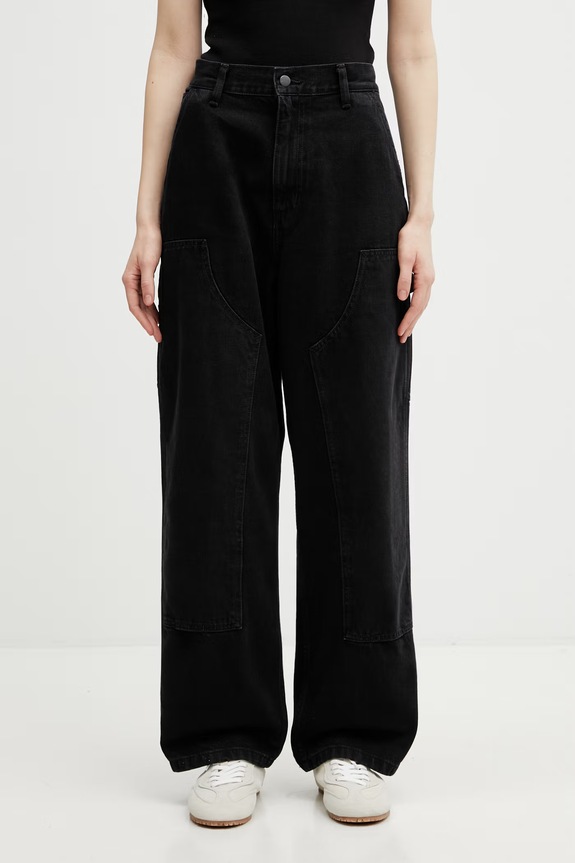 Carhartt WIP W' Brandon Double Knee Pant blugi loose pentru femei negru I034462.8906