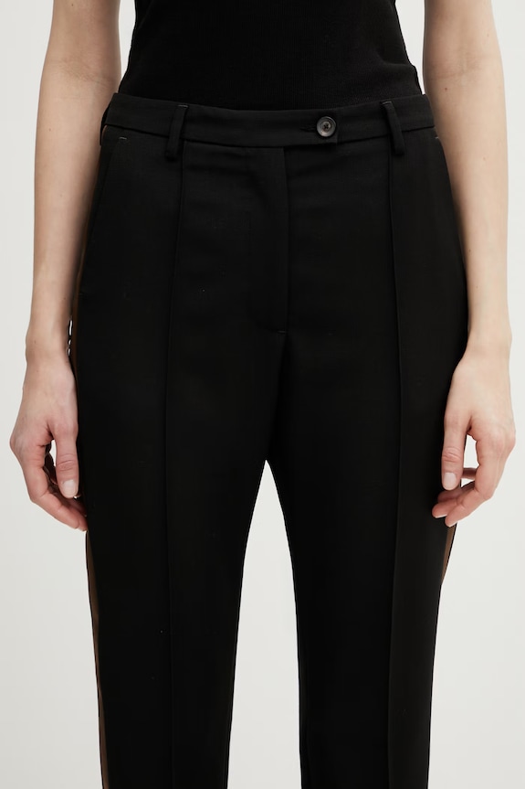 Wales Bonner Suite Tuxedo pantaloni cu lână pentru femei negru WS26TR02.WO01.989