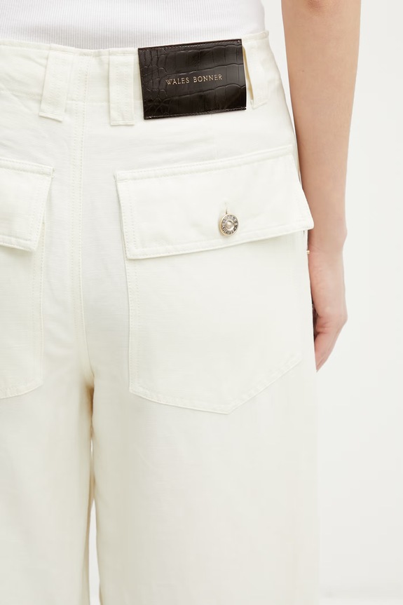 Wales Bonner Hymn pantaloni cu in pentru femei bej WS26TR04.LI02.100