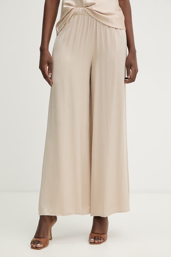 Haveone pantaloni palazzo pentru femei, cu vâscoză bej PWG.Q011