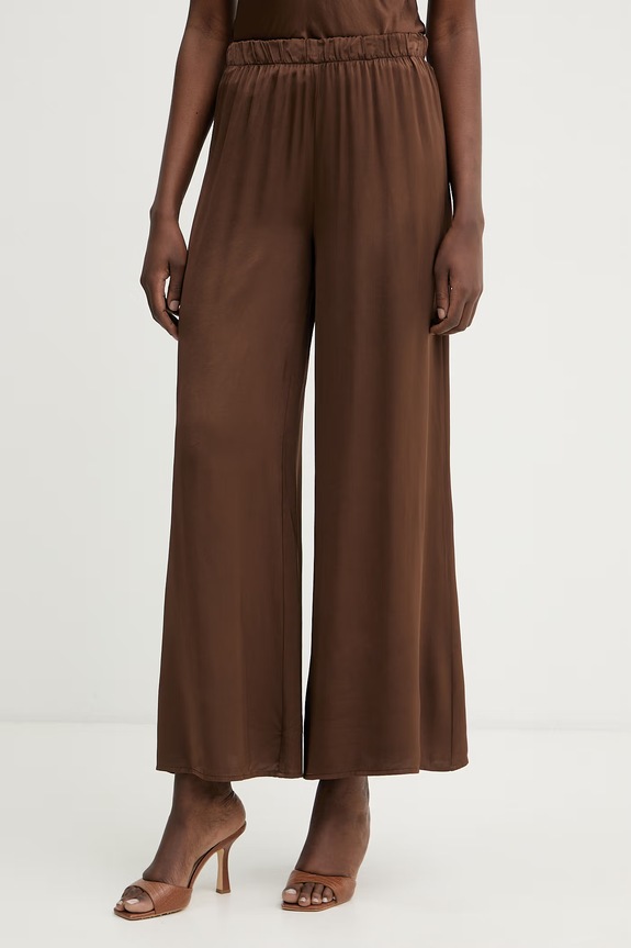 Haveone pantaloni palazzo pentru femei, cu vâscoză maro PWG.Q011