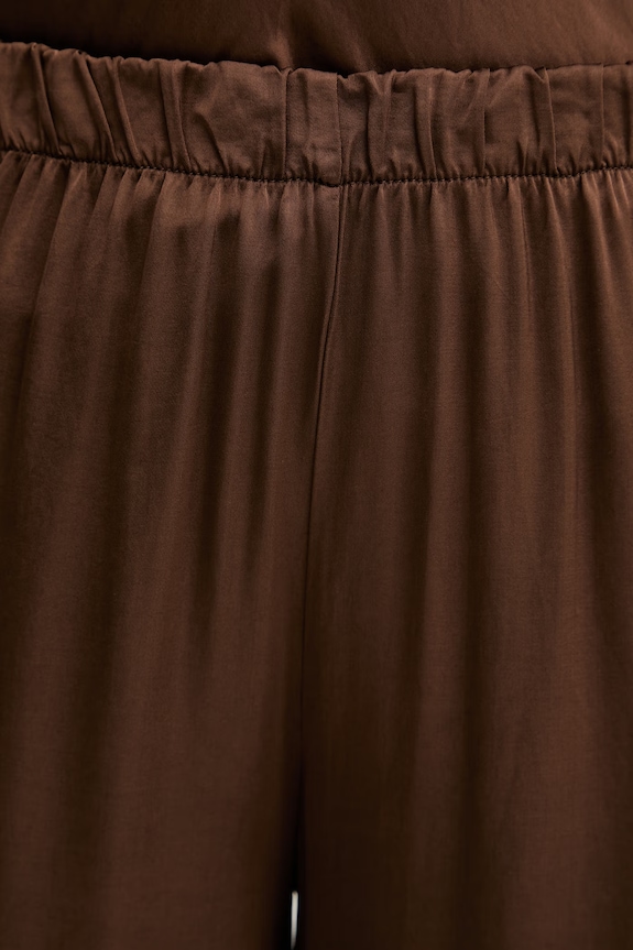 Haveone pantaloni palazzo pentru femei, cu vâscoză maro PWG.Q011