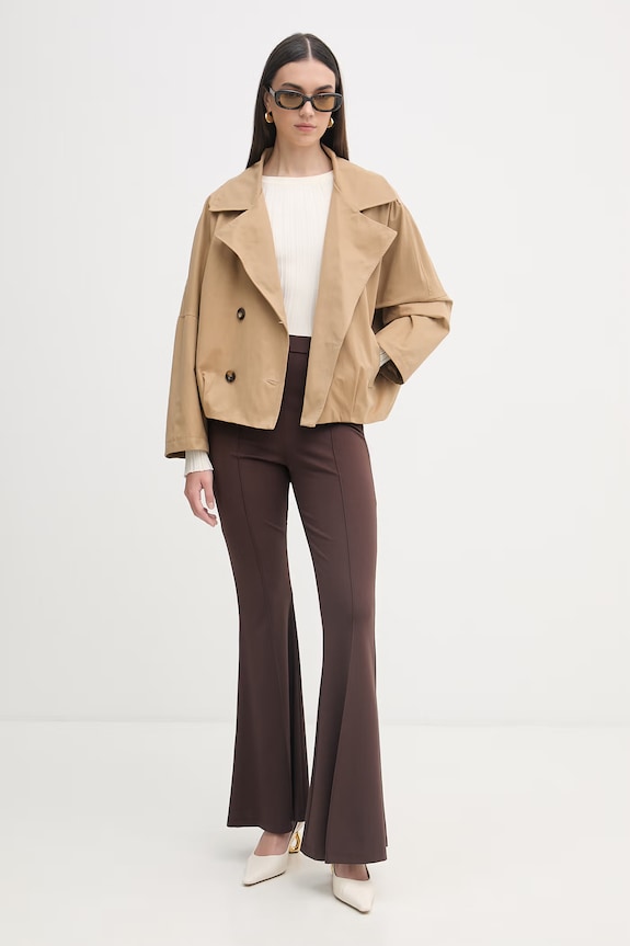 Haveone pantaloni pentru femei, cu vâscoză PMI.Q013 maro SS26