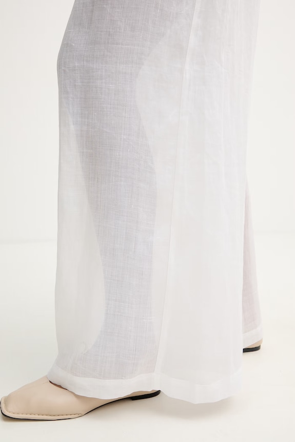 Isabelle Blanche pantaloni straight pentru femei, din in alb IS26SS.P065.T017.MOD