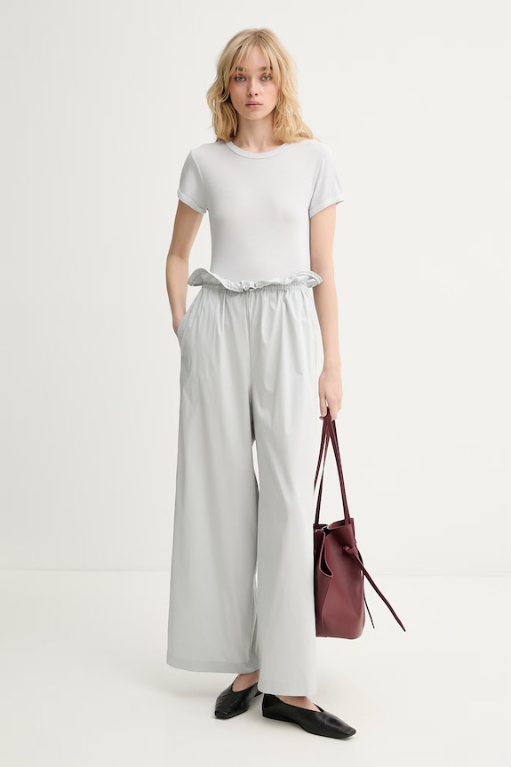 Isabelle Blanche spodnie paperbag damskie z bawełną IS26SS.P131.T011 turkusowy SS26