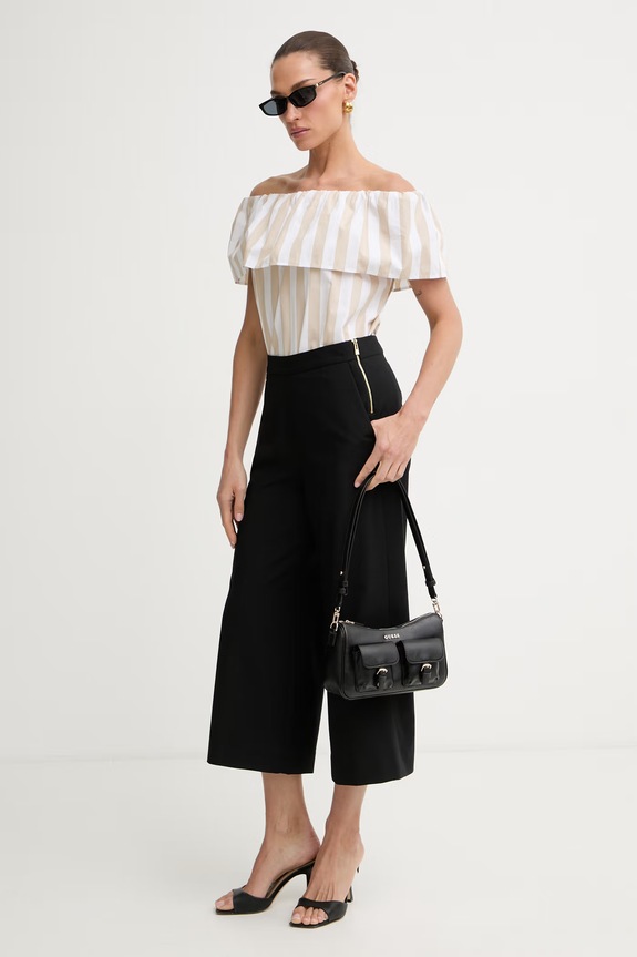 Morgan spodnie wide leg damskie PAVO.F czarny SS26