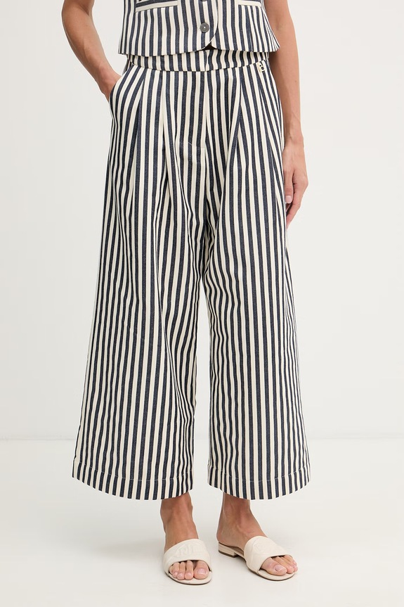 Lola Casademunt pantaloni pentru femei, cu bumbac bleumarin LS2614001