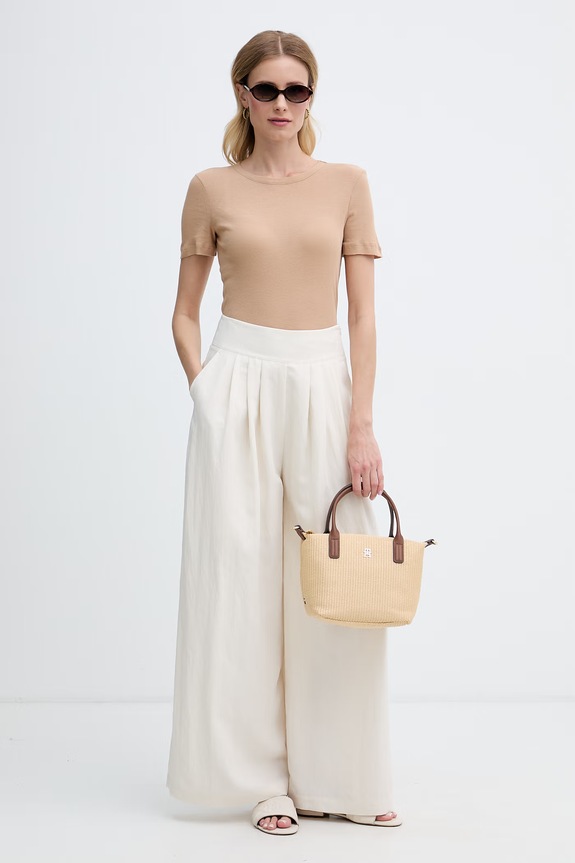 Sisley hlače culottes ženske s viskozom 4UNJLF08Z bež SS26