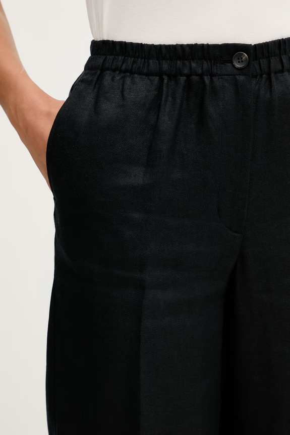 Sisley pantaloni de damă din in negru 4TTSLF08P