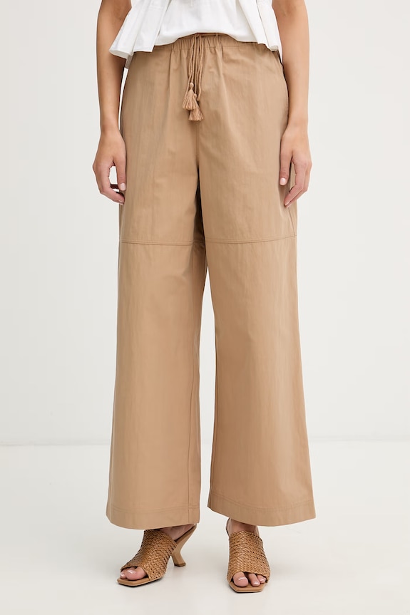 Sisley nohavice wide leg dámske s bavlnou béžová 4IJSLF095