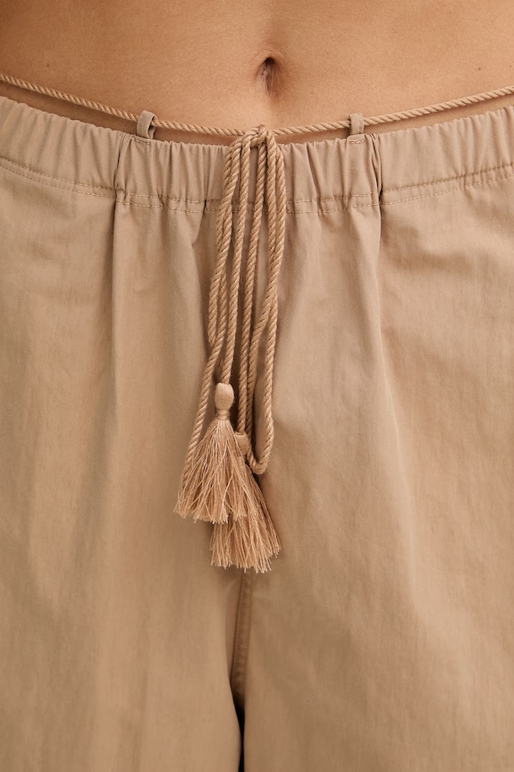 Sisley nohavice wide leg dámske s bavlnou béžová 4IJSLF095