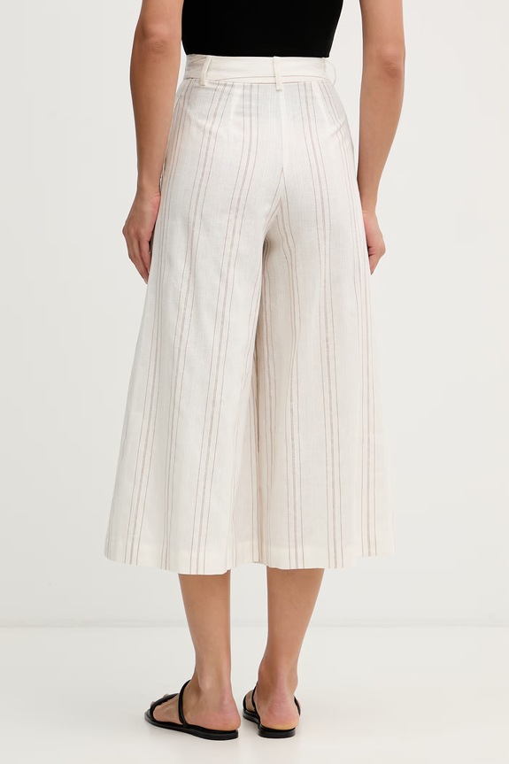 Odjeća United Colors of Benetton hlače culottes za žene s lanom 4K9FDF0BR bež