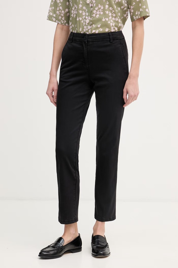 United Colors of Benetton nohavice chinos dámske bavlnené s elastanom čierna 4Y77DF0AW