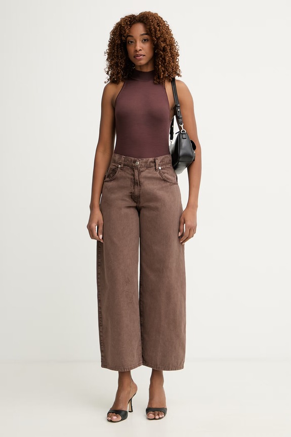Haveone jeansy relaxed fit damskie PLS.Q030 brązowy SS26