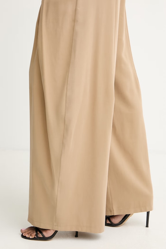 Haveone pantaloni wide leg pentru femei, din vâscoză bej PGE.Q102