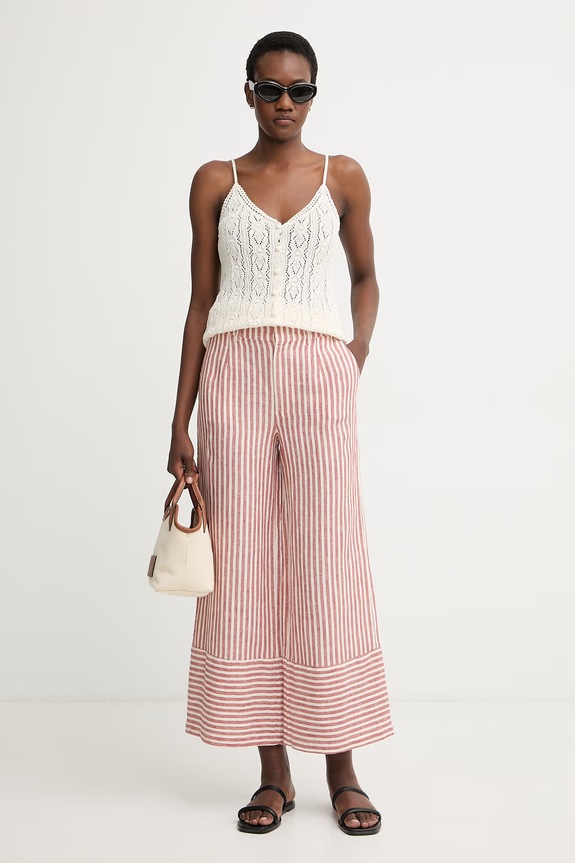 Pedro del Hierro pantaloni pentru femei din in 7603698 rosu SS26