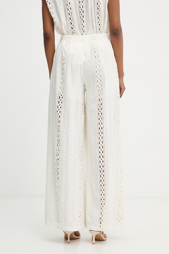 Odzież Haveone spodnie wide leg damskie bawełniane PNO.Q254 beżowy