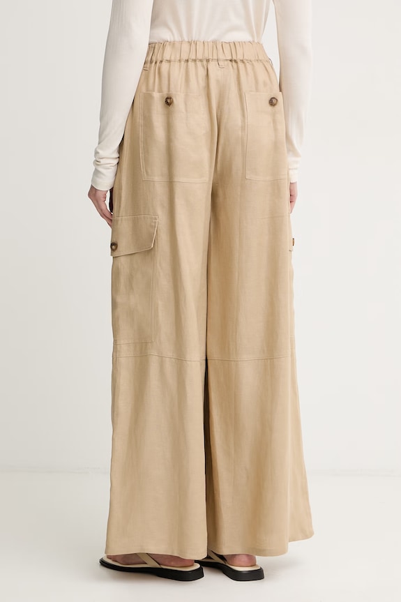 Oblečenie Weekend Max Mara nohavice cargo dámske ľanové 2615131033600 béžová