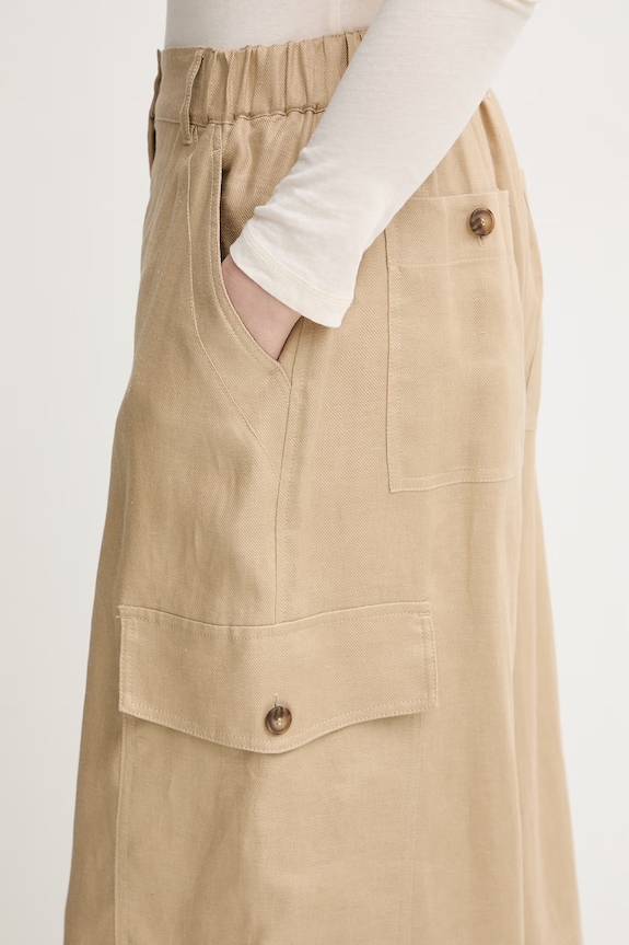 Weekend Max Mara nohavice cargo dámske ľanové béžová 2615131033600