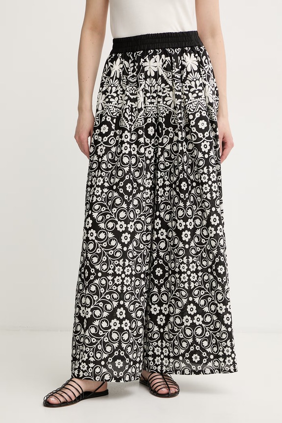 Weekend Max Mara nohavice wide leg dámske bavlnené čierna 2615131013600