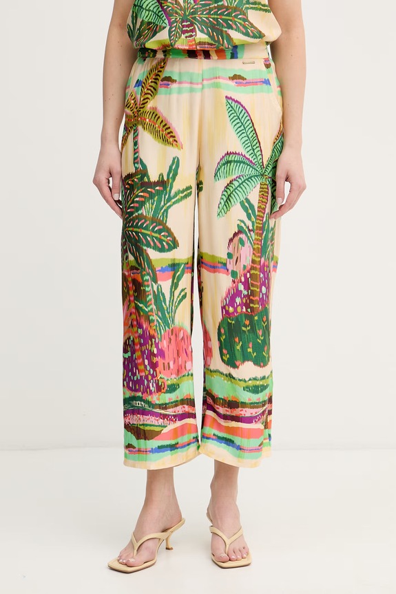 Lola Casademunt Παντελόνι ζιπ κιλότ γυναικείο από βισκόζη πράσινο LS2614013