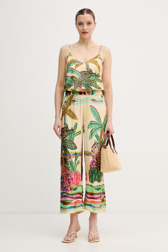 Lola Casademunt Παντελόνι ζιπ κιλότ γυναικείο από βισκόζη LS2614013 πράσινο SS26