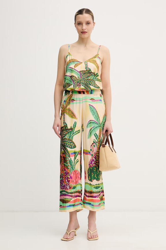 Lola Casademunt Παντελόνι ζιπ κιλότ γυναικείο από βισκόζη LS2614013 πράσινο SS26